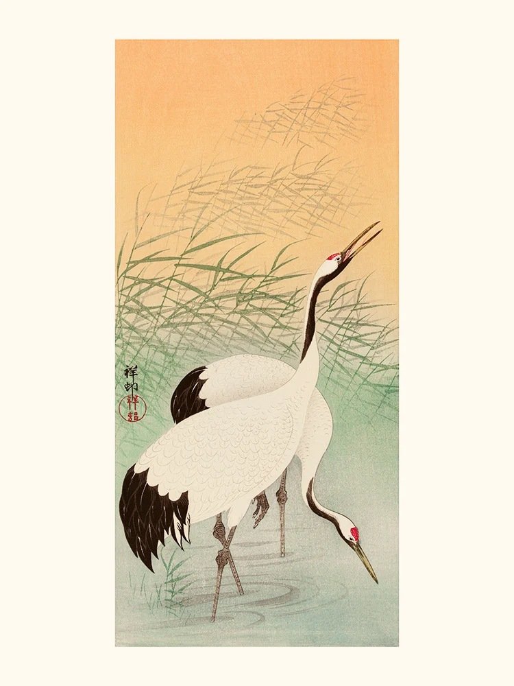 Crane Among Reeds (Ohara Koson)